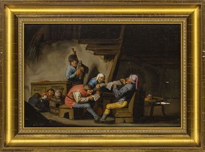 Musizierende in der Bauernstube, Haarlemer Schule des 17. Jh. Musizierende in der Bauernstube 