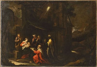 Magnasco, Stefano (Attrib.): Anbetung des Jesuskindes durch die Heiligen Drei K&ouml;nige. Magnasco 