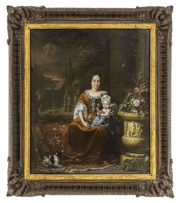 Weenix, Jan: Vornehme Mutter mit Kind. Weenix, Jan Vornehme Mutter mit Kind (Amsterdam 1642-1719 