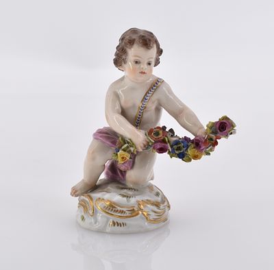 Putto mit Blumengirlande, Meissen, um 1900. Putto mit Blumengirlande Meissen, um 1900 Modell von 