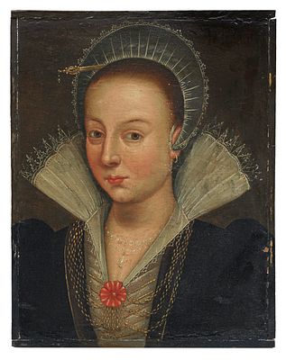 Flamish/dutch artist, Portrait of a court lady. Probably 1st quarter 17th cent. Oil painting. 
