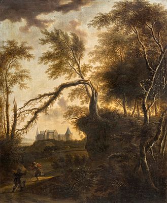 Frederik de Moucheron - Frederik de Moucheron, Landscape with Bentheim Castle. Important painting 