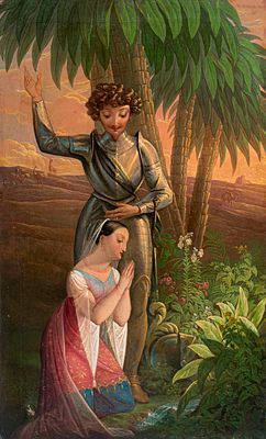 Unbekannter Deutschrömer oder Nazarener, Hagar an der Quelle. Wohl 1820er/ 1830''s. Franz 