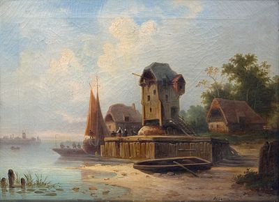 Cölestin Brügner - Cölestin Brügner, Holländischer Hafen. 1845. Cölestin Brügner 1824 Berlin – 