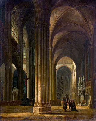 Julius Jacob d.J. - Julius Jacob d.J. (zugeschr.), Interieur der Regensburger Domkirche. 1868. Jul 