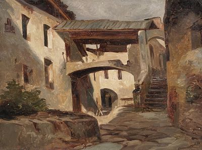 Adolph Heinrich Lier - Adolph Heinrich Lier "Wirtshaus in Polling" (Studie). Um 1870. Adolph 