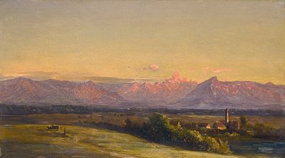 Carl Robert Kummer - Carl Robert Kummer "Schweizer Landschaft mit Alpenkette". 1875. Carl Robert 