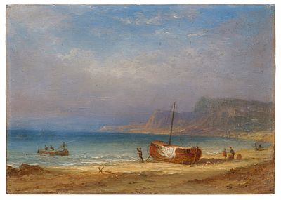 Carl Morgenstern - Carl Morgenstern, Fischerboote an der Küste von Fécamp, Normandie. Wohl um 1844. 