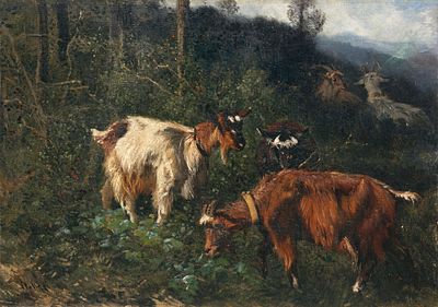 Giuseppe Palizzi - Giuseppe Palizzi, Ziegengruppe am Waldsaum. Wohl Mid 19th cent. Giuseppe 