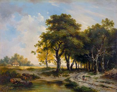 Dominik Schuhfried - Dominik Schuhfried, Landschaft mit Bauernhof und Eichen-Allee. 1872. Dominik 