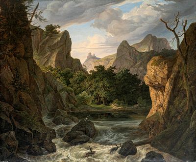 Wohl sächsischer oder thüringischer Maler, Heroische Landschaft mit Burgruine und felsigem 