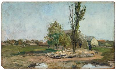 Franz Bunke - Franz Bunke "Schafherde am Dorfrand von Schwaan". Um 1890. Franz Bunke 1857 