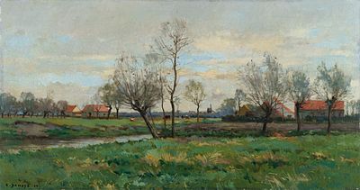 Pierre Emmanuel Damoye - Pierre Emmanuel Damoye, Saules au Bord d''un Ruisseau (Weiden am Bach). 1888.