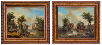 Jan Brueghel d.&Auml;. - Jan Brueghel d.&Auml;., Paar holl&auml;ndische Stadtansichten mit Grachten. Ca. 1630– 1650. 
