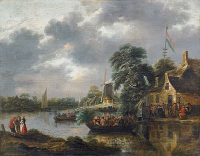 Klaes (Nicolaes) Molenaer - Klaes (Nicolaes) Molenaer, River Landscape with a village fair 