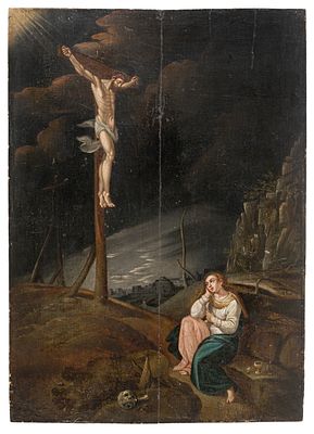 Gillis Mostaert d.&Auml;. - Gillis Mostaert d.&Auml;. "Maria Magdalena unter dem Kreuz". Vorlage 1570. Gilli 