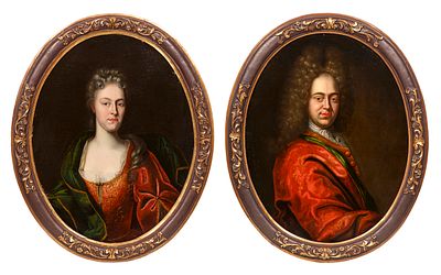 Maler des Hochbarock, Bildnis einer h&ouml;fischen Dame / Bildnis eines h&ouml;fischen Herren. 1670– 1720. 