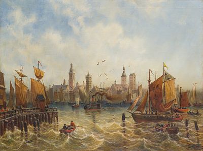 Monogrammist M.G. - Monogrammist M.G., Hafen von Stralsund. Sp&auml;tes 19th cent. Monogrammist M.G. 