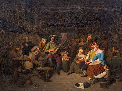 Christian Friedrich Gonne - Christian Friedrich Gonne, Das St&auml;ndchen im Wirtshaus. 1844. Christian 
