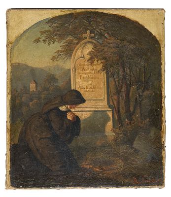 Johann Martin Nieder&eacute;e - Johann Martin Nieder&eacute;e "Die Nonne auf dem Friedhof". 1851. Johann Martin 