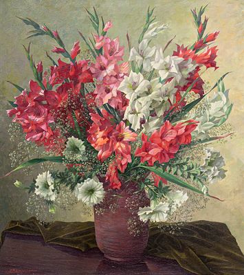 Carl Berndt - Carl Berndt, Stillleben mit Gladiolen. Wohl 1930''s. Carl Berndt 1878 Delmenhorst 