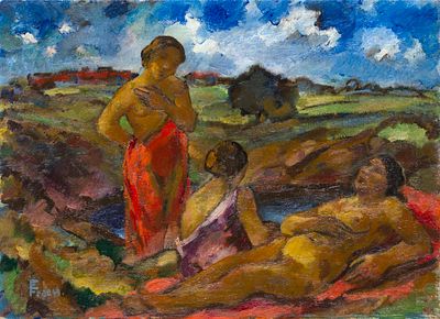 Erich Fraa&szlig; - Erich Fraa&szlig; "Drei Frauen am See". Um 1919. Erich Fraa&szlig; 1893 Glauchau – 1974 