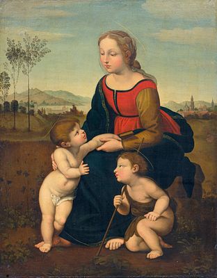 Raffael Sanzio da Urbino - Raphael Sanzio da Urbino (after) "Madonna with Child and St. John the 