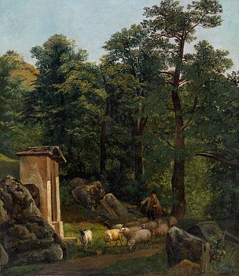Alexandre Calame - Alexandre Calame and Eug&egrave;ne Verboeckhoven "Landscape with Small Chapel and 