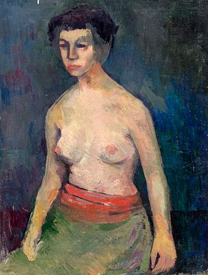 Karl Hofer - Karl Hofer (in the style of), Female Nude Facing Left. Probably 2nd Quarter 20th Century.