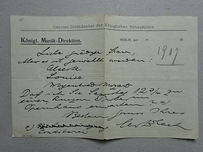 Blech - Letter to Blanche Marches. Music - Brass, Leo (Composer, conductor; Aachen 1871 - 1958 