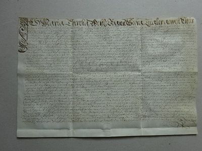 Letter of sale on parchment, 1702. Parchment document - Letter of purchase between Maria Theresa 