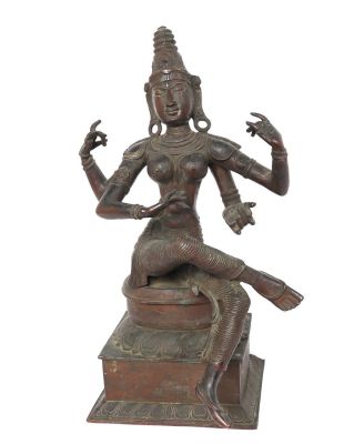 Exceptional Heavy Indian Seated Saraswati Bronze, 19th c. or earlier. Exceptional heavy bronze 