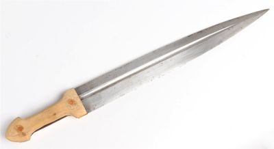 Large Caucasian Kindjal Dagger, 20th c. Antique Caucasian Kindjal Dagger with white handles in 