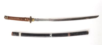 Japanese SHIN-GUNTO Katana Officer's Sword, WWII. Large Japanese Shin-Gunto officer's sword with 
