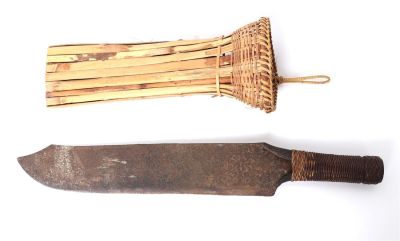 Philippines Machete w/ Sheath. Philippines probably Bagobo machete (knife) with sheath from the 