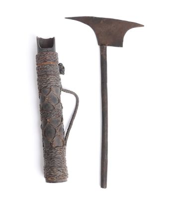 Filipino Childs Axe & Poison Dart Quiver. Philippines head hunters style child's axe with bamboo 
