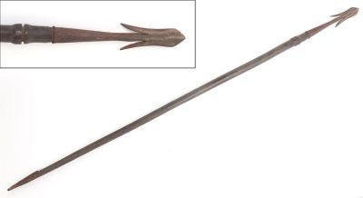 Philippine Igorot Falfeg Harpoon or Spear with Spiked Base. Philippine, Cordillera 