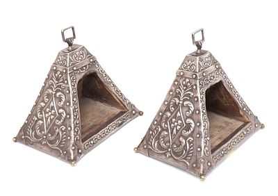 Massive Pair of Peruvian Silver Clad Stirrups, 18th c. South America, Peru. Pair of massive 