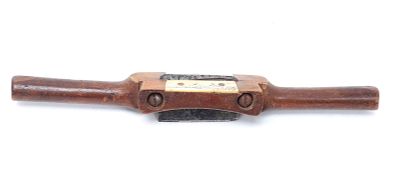 Alaskan Bone Scrimshaw Spokeshave Knife. Alaska, Spokeshave knife in wood with brass and bone. 