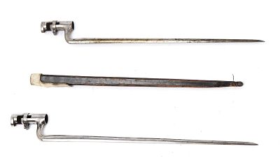 Two Civil War Bayonets. Two All steel civil war bayonets including one with scabbard and both in 