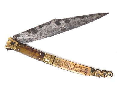 Spanish Navaja Folding Knife, 18th-19th c. Iberian Peninsula, Spanish Colonial Navaja 