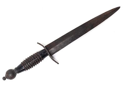 European Dagger, 19th c. European dagger probably 19th century with double edged blackened 