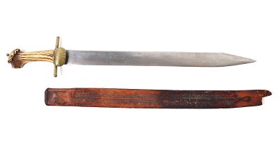 Spanish Colonial Sword w/Scabbard. Spanish Colonial sword with and early hunting sword blade 