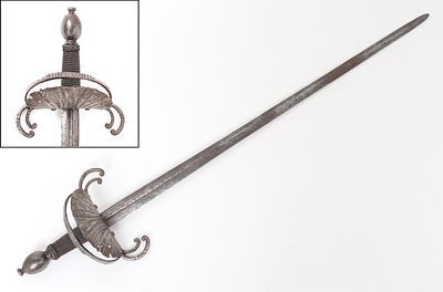 Spanish Steel Crab Claw Sword, 17th Century. Europe, Iberian Peninsula, Spanish circa mid 1600s. 