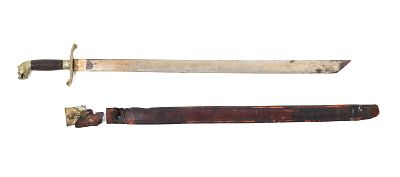 Spanish Colonial Bear Pommel Sword w/Sheath. Uncommon Spanish Colonial sword probably used in 