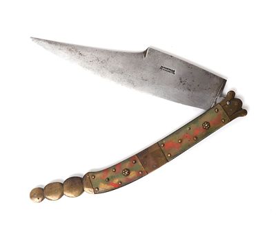 French Albacete Navaja Folding Knife, mid 19th c. Europe, Spanish Colonial style Navaja folding 