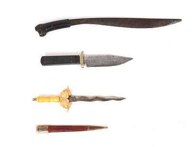 American Bowie, Indonesian Sword & Chinese Dagger. Smallest dagger with a Chinese form and 