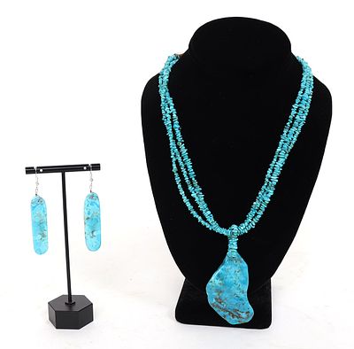 BOCAR Women's 5 Layer Turquoise Beaded Necklace & Earrings Set - Statement Vintage Jewelry Set - View #11