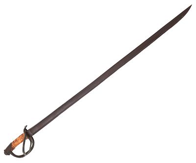 Antique Cuirassier Sword. Old antique large cuirassier sword with a long single edged blade. Low 