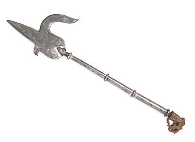 Indian Silver Inlaid Ankus. Indian ankus (elephant goad) wonderfully inlaid in silver featuring 